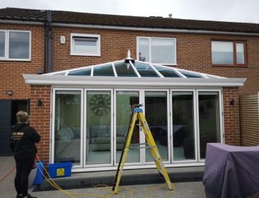 Our conservatory cleaning includes glass, frames, roofs, and gutters — inside and out. We work across Huddersfield, Brighouse, Mirfield, and Cleckheaton, using gentle but effective methods to remove dirt, algae, and stains from all types of conservatories.